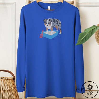 Australian Shepherd Litter Box Long Sleeve Tee True Royal Taco-Dog