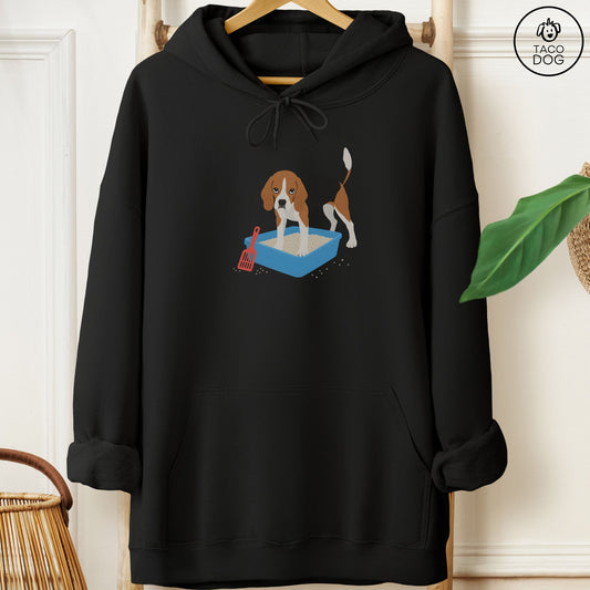 Beagle Litter Box Hoodie Black Taco-Dog