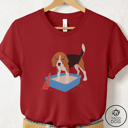 Beagle Litter Box T-Shirt Canvas Red Taco-Dog
