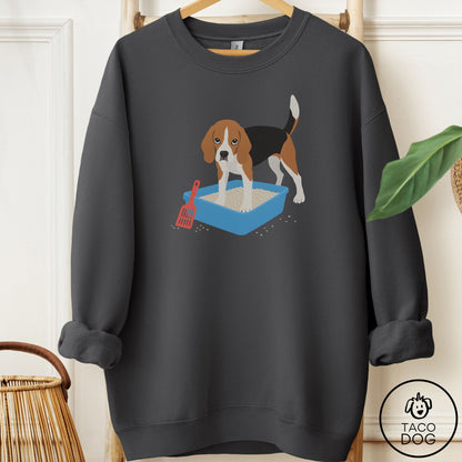 Beagle Litter Box Sweatshirt Charcoal Taco-Dog