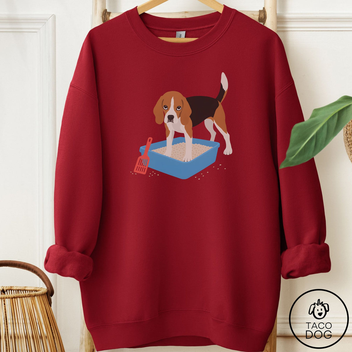 Beagle Litter Box Sweatshirt Garnet Taco-Dog