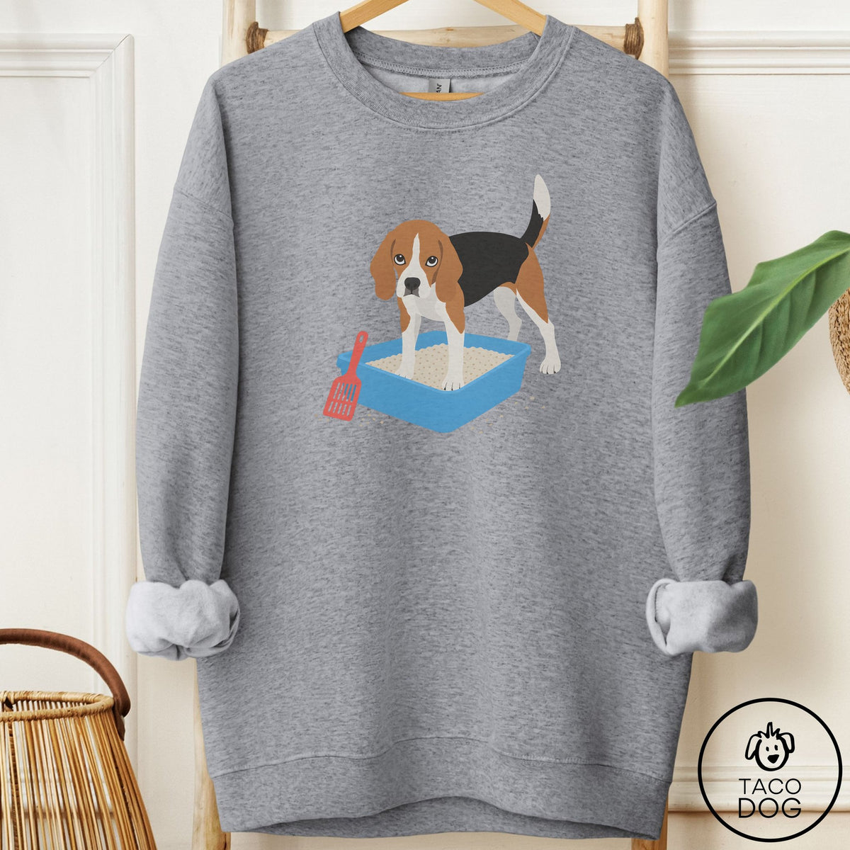 Beagle Litter Box Sweatshirt Graphite Heather Taco-Dog