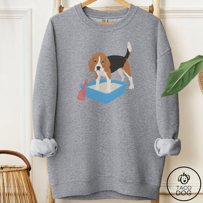 Beagle Litter Box Sweatshirt Graphite Heather Taco-Dog