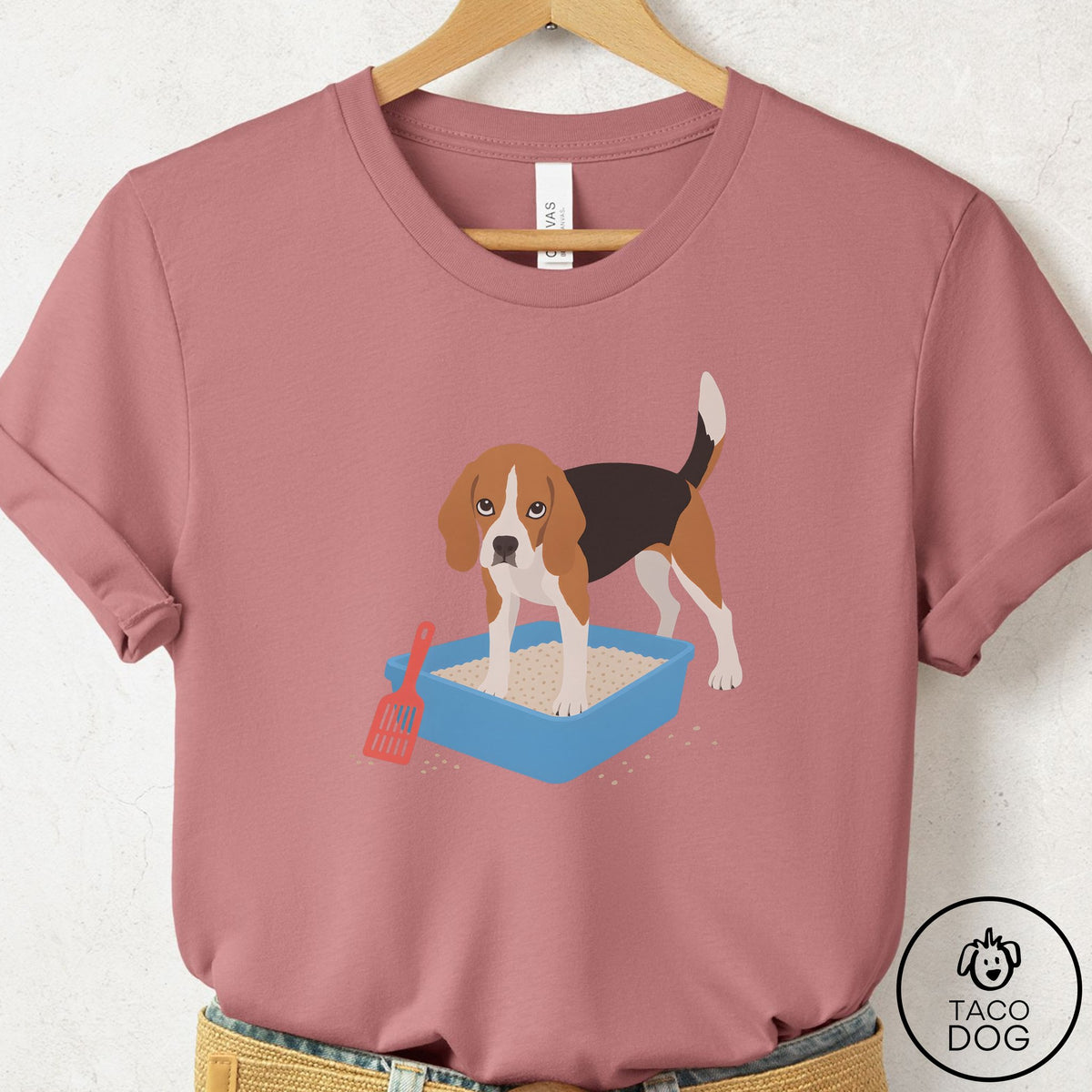 Beagle Litter Box T-Shirt Mauve Taco-Dog