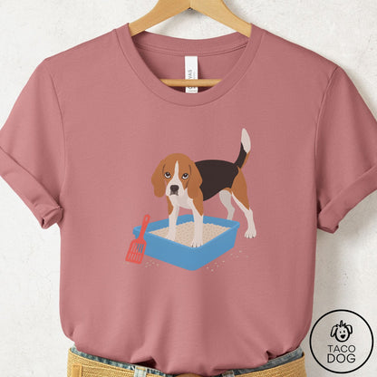 Beagle Litter Box T-Shirt Mauve Taco-Dog