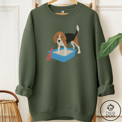 Beagle Litter Box Sweatshirt Military Green Taco-Dog