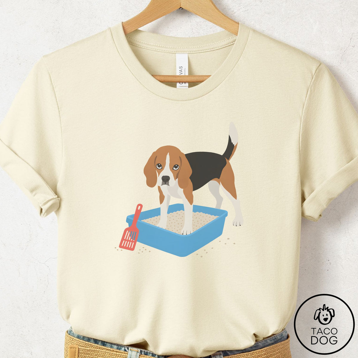 Beagle Litter Box T-Shirt Natural Taco-Dog