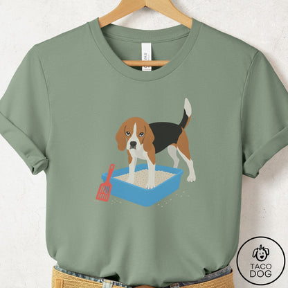 Beagle Litter Box T-Shirt Sage Taco-Dog