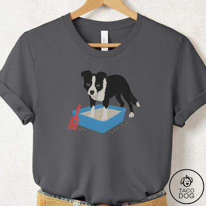 Border Collie Litter Box T-Shirt Asphalt Taco-Dog