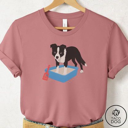 Border Collie Litter Box T-Shirt Mauve Taco-Dog