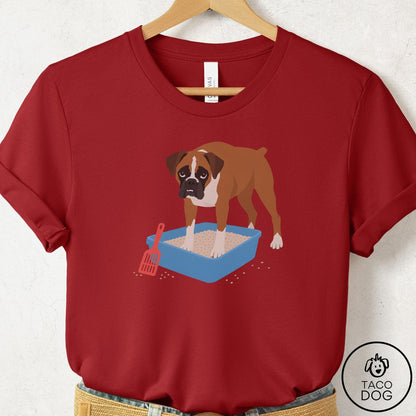 Boxer Litter Box T-Shirt Canvas Red Taco-Dog