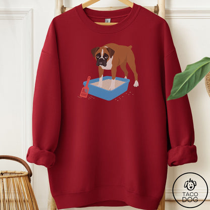Boxer Litter Box Sweatshirt Garnet Taco-Dog