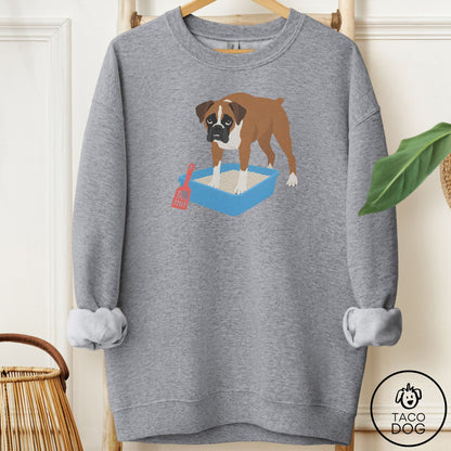 Boxer Litter Box Sweatshirt Graphite Heather Taco-Dog