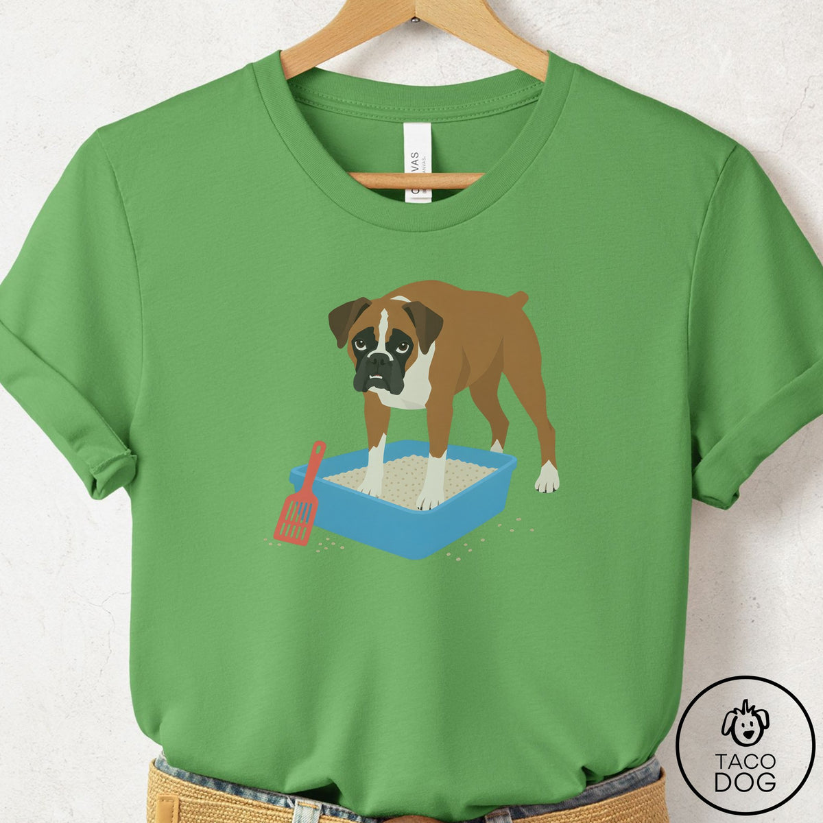 Boxer Litter Box T-Shirt Leaf Taco-Dog