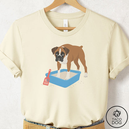Boxer Litter Box T-Shirt Natural Taco-Dog