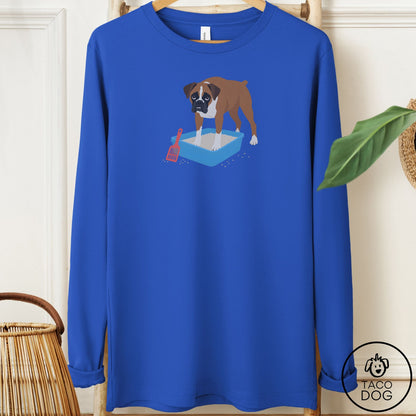 Boxer Litter Box Long Sleeve Tee True Royal Taco-Dog