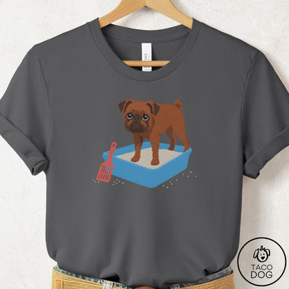 Brussels Griffon Litter Box T-Shirt Asphalt Taco-Dog