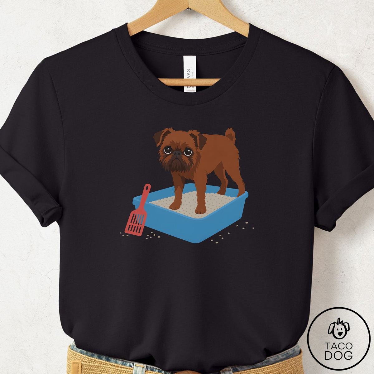 Brussels Griffon Litter Box T-Shirt Black Taco-Dog