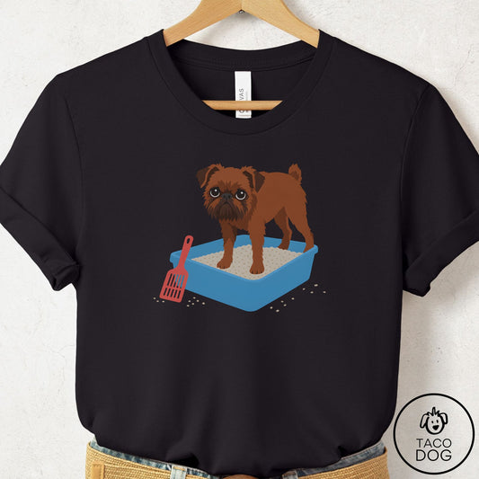 Brussels Griffon Litter Box T-Shirt Black Taco-Dog