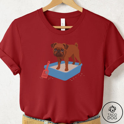 Brussels Griffon Litter Box T-Shirt Canvas Red Taco-Dog