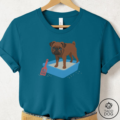 Brussels Griffon Litter Box T-Shirt Deep Teal Taco-Dog