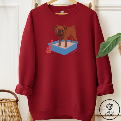 Brussels Griffon Litter Box Sweatshirt Garnet Taco-Dog