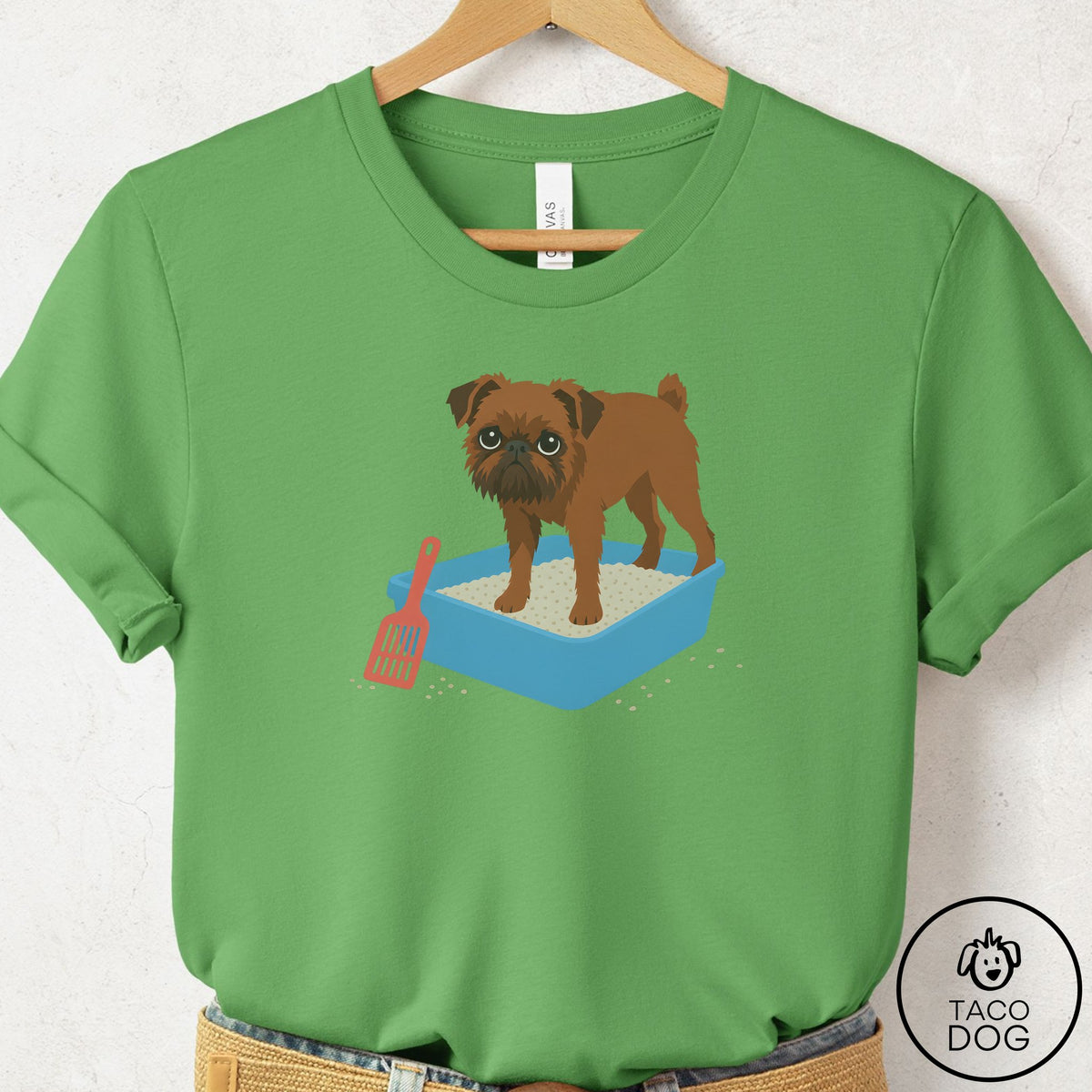 Brussels Griffon Litter Box T-Shirt Leaf Taco-Dog