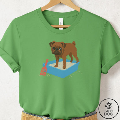 Brussels Griffon Litter Box T-Shirt Leaf Taco-Dog