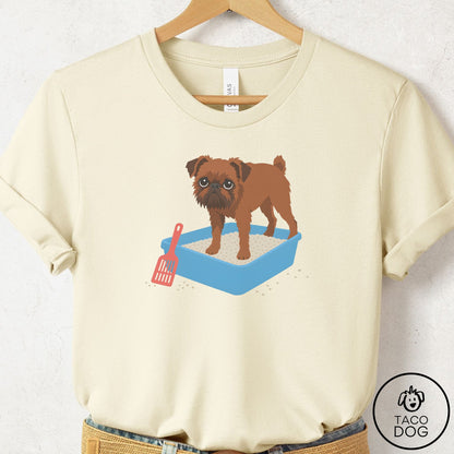 Brussels Griffon Litter Box T-Shirt Natural Taco-Dog