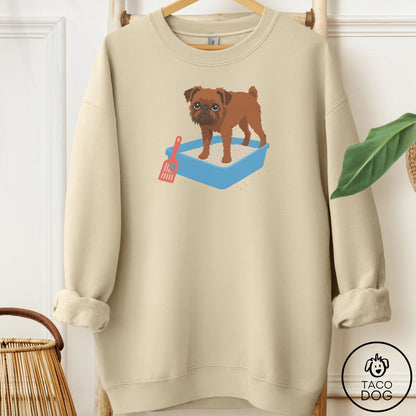 Brussels Griffon Litter Box Sweatshirt Sand Taco-Dog