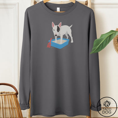 Bull Terrier Litter Box Long Sleeve Tee Asphalt Taco-Dog