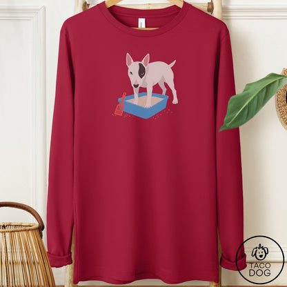 Bull Terrier Litter Box Long Sleeve Tee Cardinal Taco-Dog