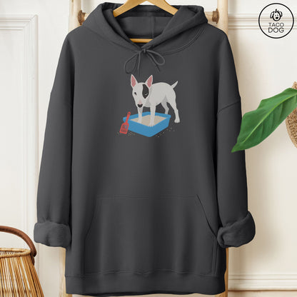 Bull Terrier Litter Box Hoodie Charcoal Taco-Dog