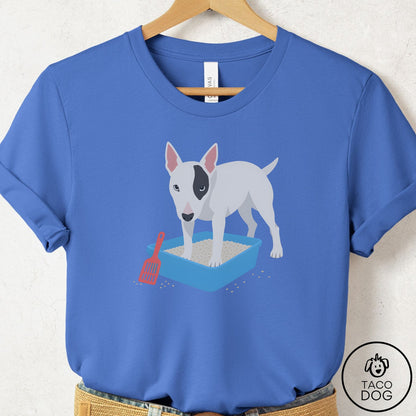 Bull Terrier Litter Box T-Shirt Columbia Blue Taco-Dog