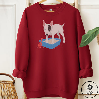 Bull Terrier Litter Box Sweatshirt Garnet Taco-Dog
