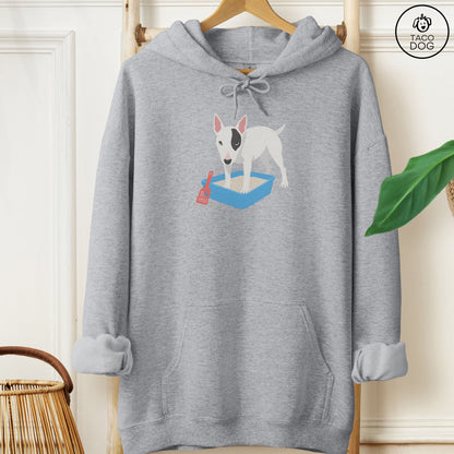 Bull Terrier Litter Box Hoodie Graphite Heather Taco-Dog