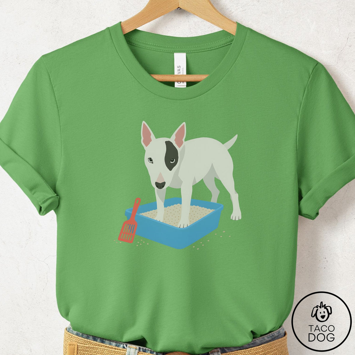 Bull Terrier Litter Box T-Shirt Leaf Taco-Dog