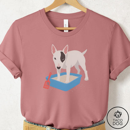 Bull Terrier Litter Box T-Shirt Mauve Taco-Dog