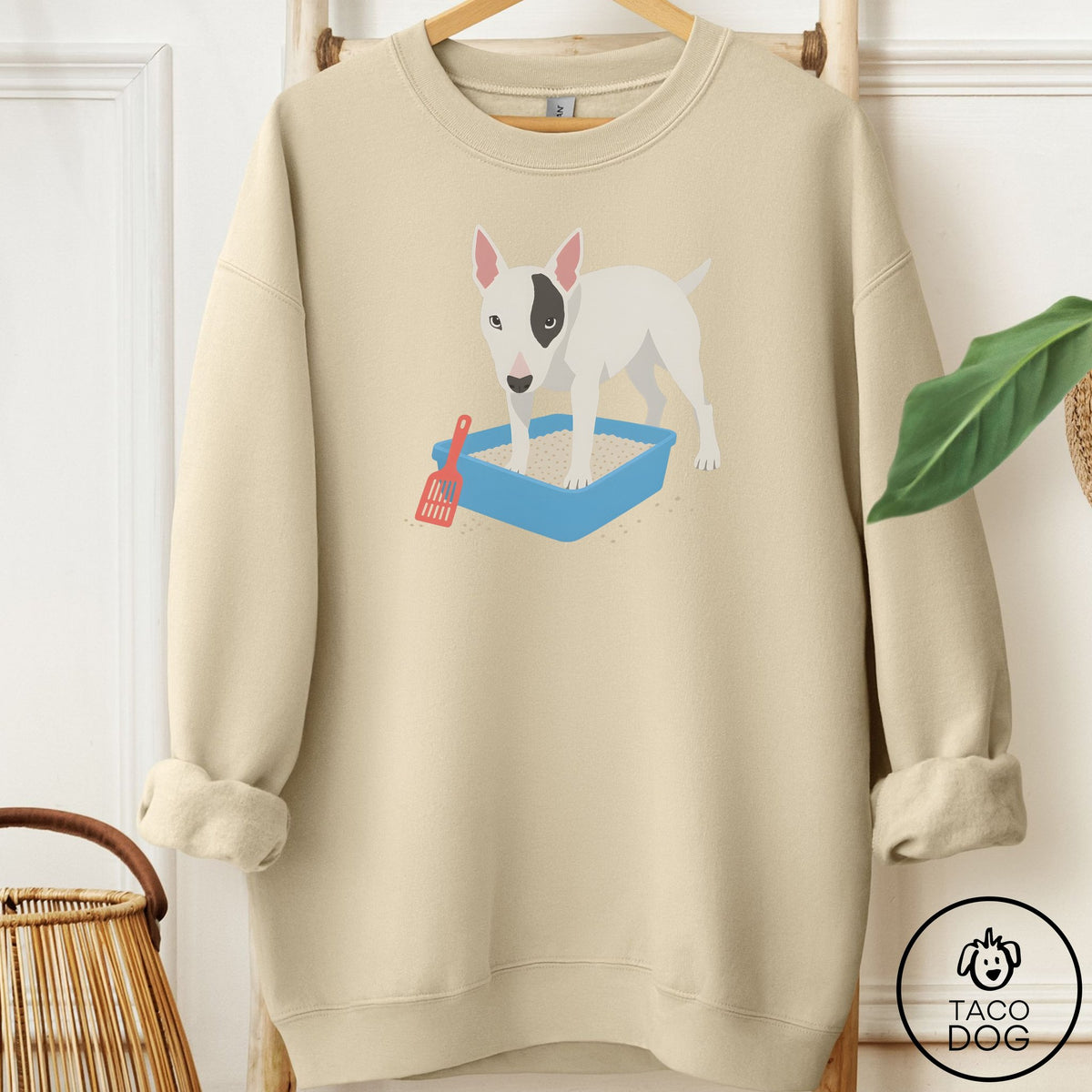 Bull Terrier Litter Box Sweatshirt Sand Taco-Dog