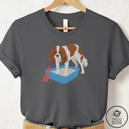 Cavalier King Charles Spaniel Litter Box T-Shirt Asphalt Taco-Dog