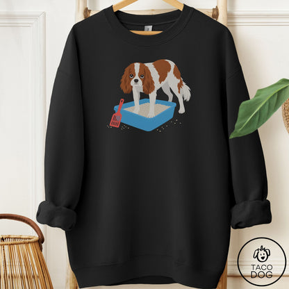 Cavalier King Charles Spaniel Litter Box Sweatshirt Black Taco-Dog