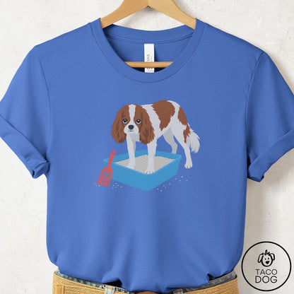 Cavalier King Charles Spaniel Litter Box T-Shirt Columbia Blue Taco-Dog