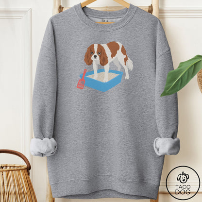 Cavalier King Charles Spaniel Litter Box Sweatshirt Graphite Heather Taco-Dog