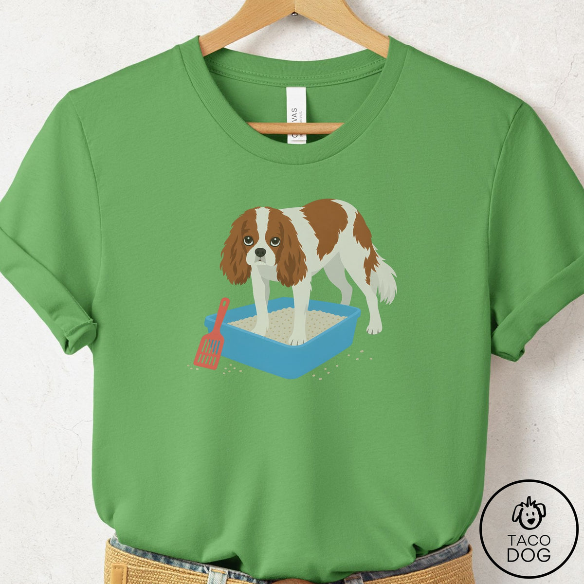 Cavalier King Charles Spaniel Litter Box T-Shirt Leaf Taco-Dog