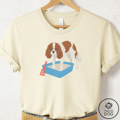 Cavalier King Charles Spaniel Litter Box T-Shirt Natural Taco-Dog