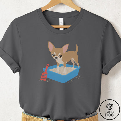 Chihuahua Litter Box T-Shirt Asphalt Taco-Dog