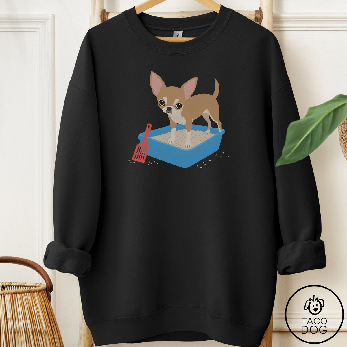 Chihuahua Litter Box Sweatshirt Black Taco-Dog