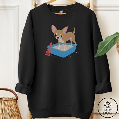 Chihuahua Litter Box Sweatshirt Black Taco-Dog