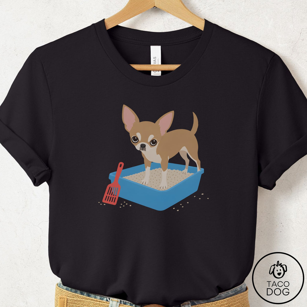 Chihuahua Litter Box T-Shirt Black Taco-Dog