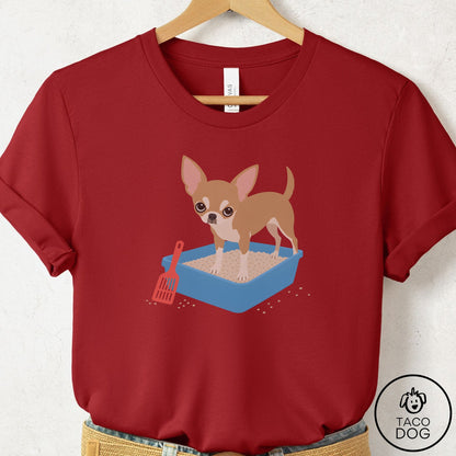 Chihuahua Litter Box T-Shirt Canvas Red Taco-Dog